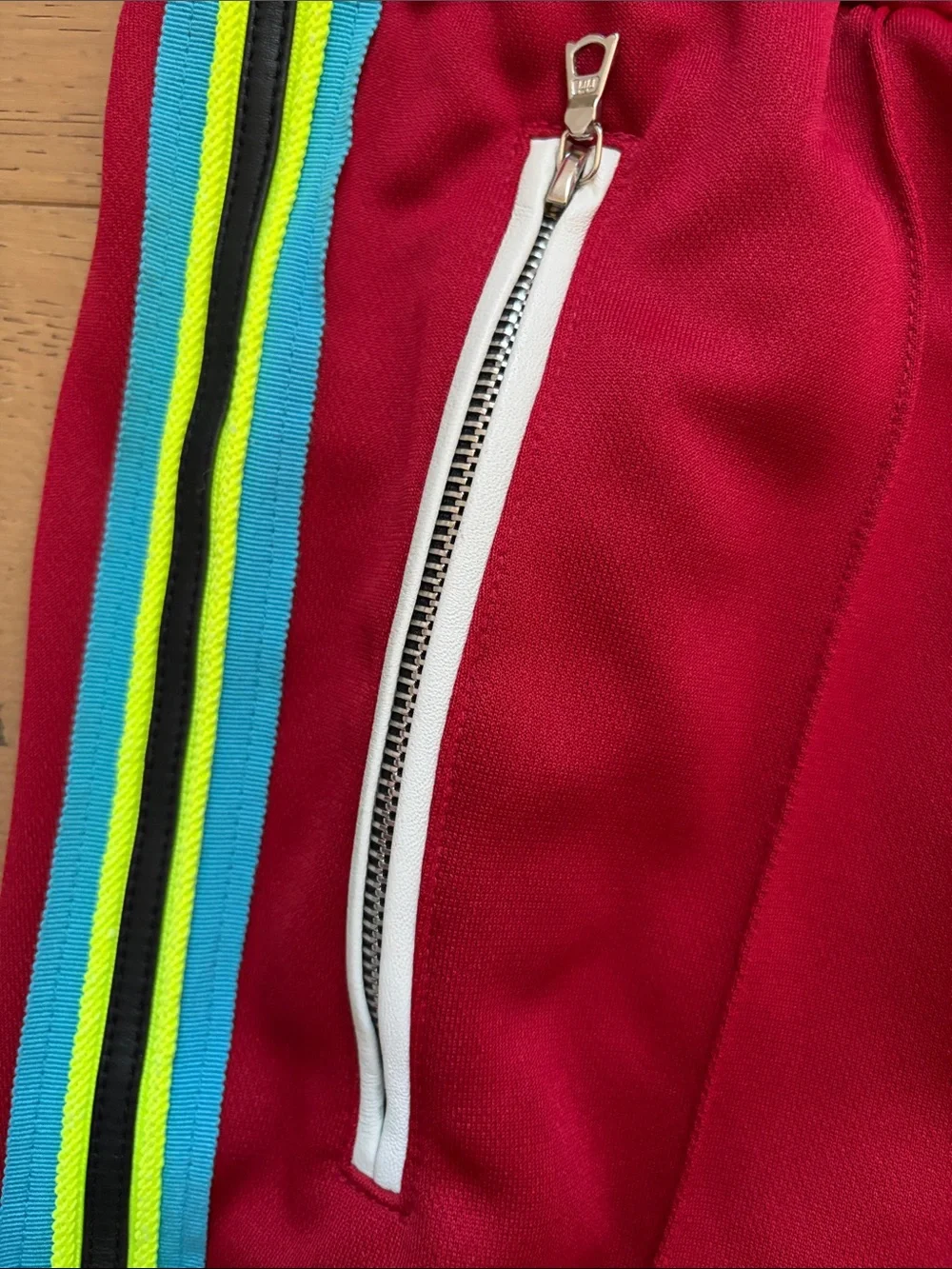 Red Track Pants with Side Stripe Detail